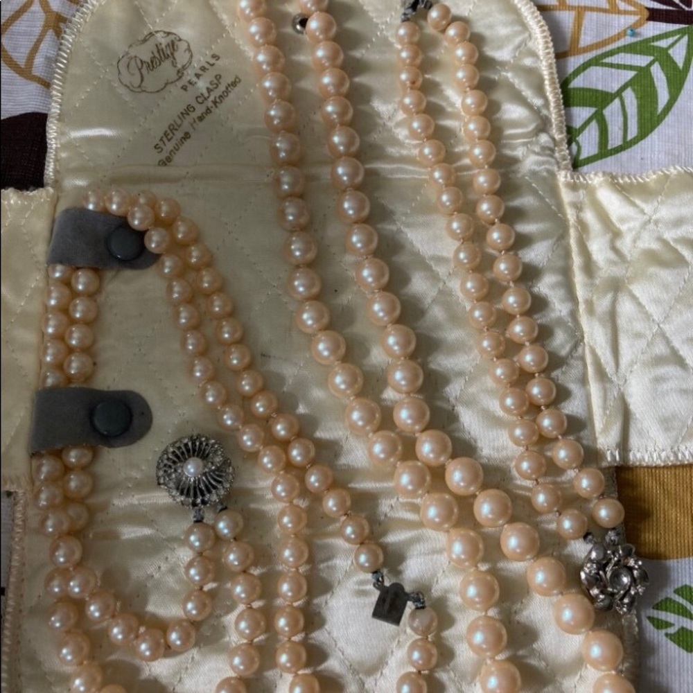 Faux pearl sets with sterling clasps . From 40’s